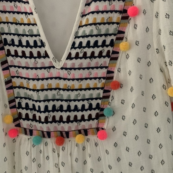 THML PomPom Short ‎ Dress XS bohemian floral multicolored festive beach white - Picture 5 of 9